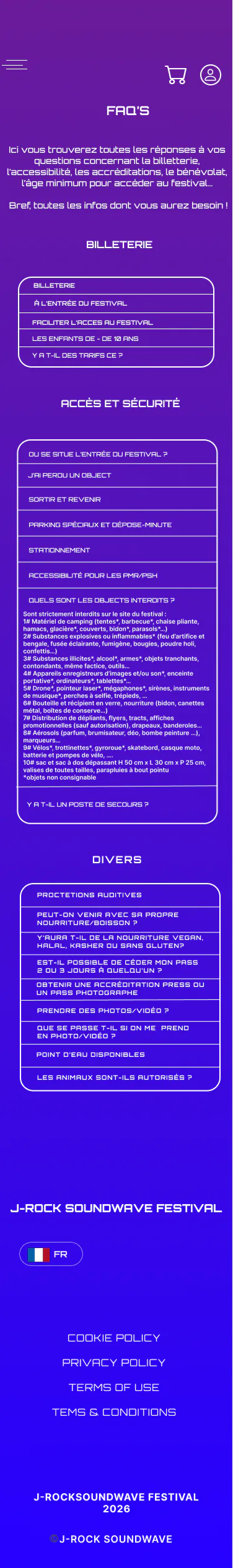 Accès - objets interdits - wireframe J-Rock Soundwave Festival